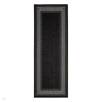 Flatweave Gel Greek Key Black Runner-Melrose-Rug Love - The Most Loved Rug Store